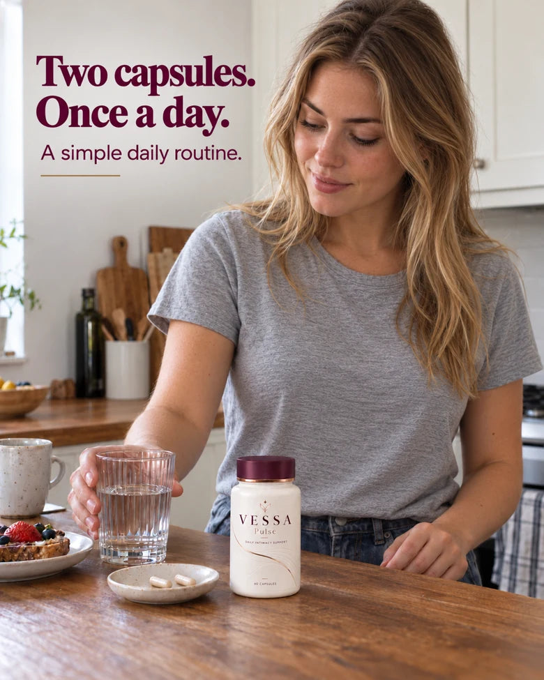 Two capsules once a day with food and water.